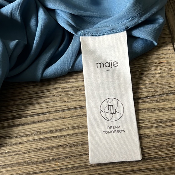 Maje Riannette Satin Maxi Dress in Blue sz 2 415$ - Picture 13 of 14